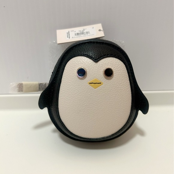 Kate Spade Morty Penguin Pebbled Leather Zip Coin Purse Key Ring Bag Charm 🐧🌸 - Picture 1 of 6